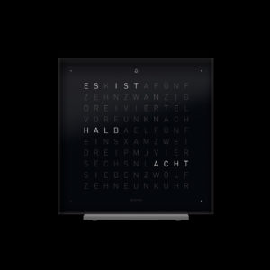 Qlocktwo touch pure black ice tea frontal de 1000x1000px web black